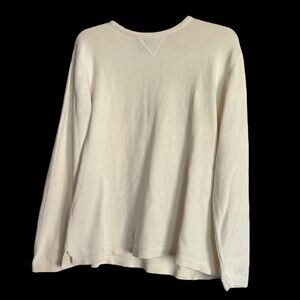 EDDIE BAUER L Womens Cream Ivory Sweater Crew Neck Cotton Blend Relaxed Fit